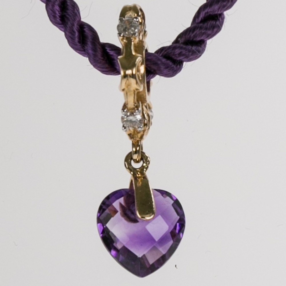 14K Yellow Gold, Amethyst and Diamond Story Wheel